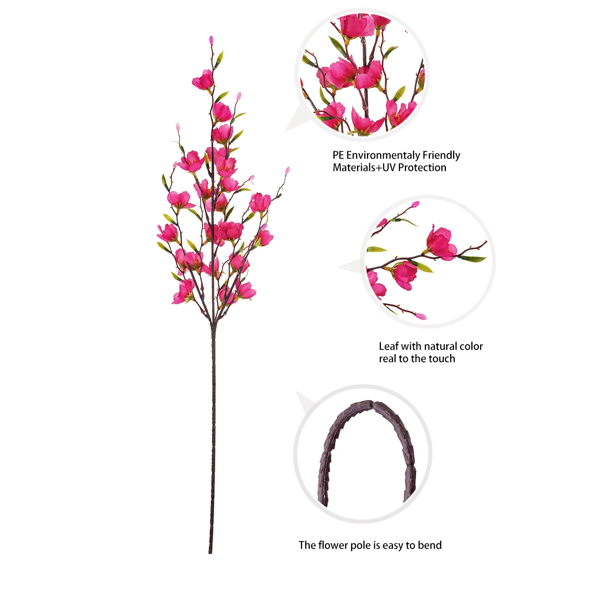 LY-010696 Wedding Table Centerpieces Small Branch Artificial Peach Cherry Blossom Flower For Indoor Decoration