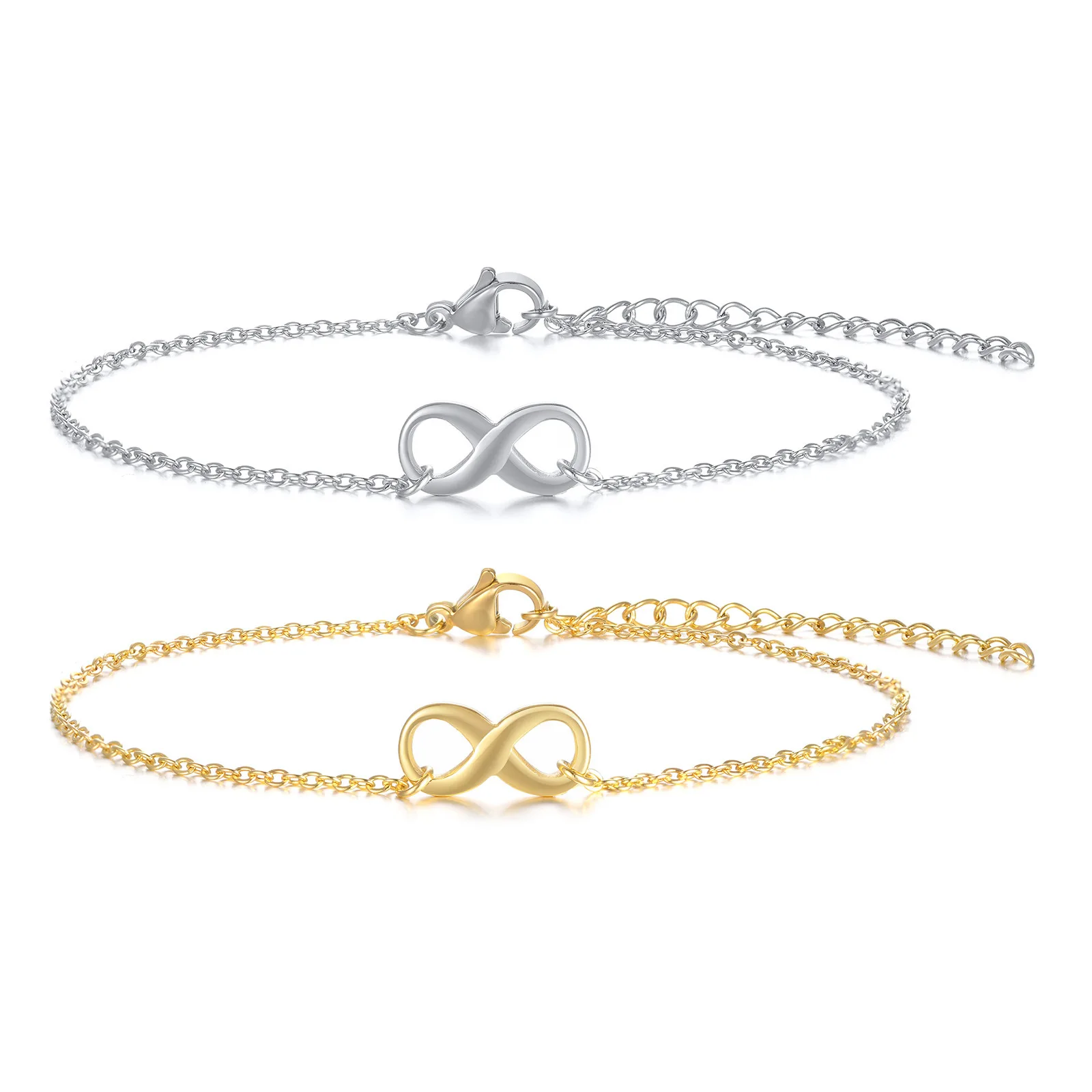 Двухслойный браслет-цепочка 18 карат позолоченный из титановой стали