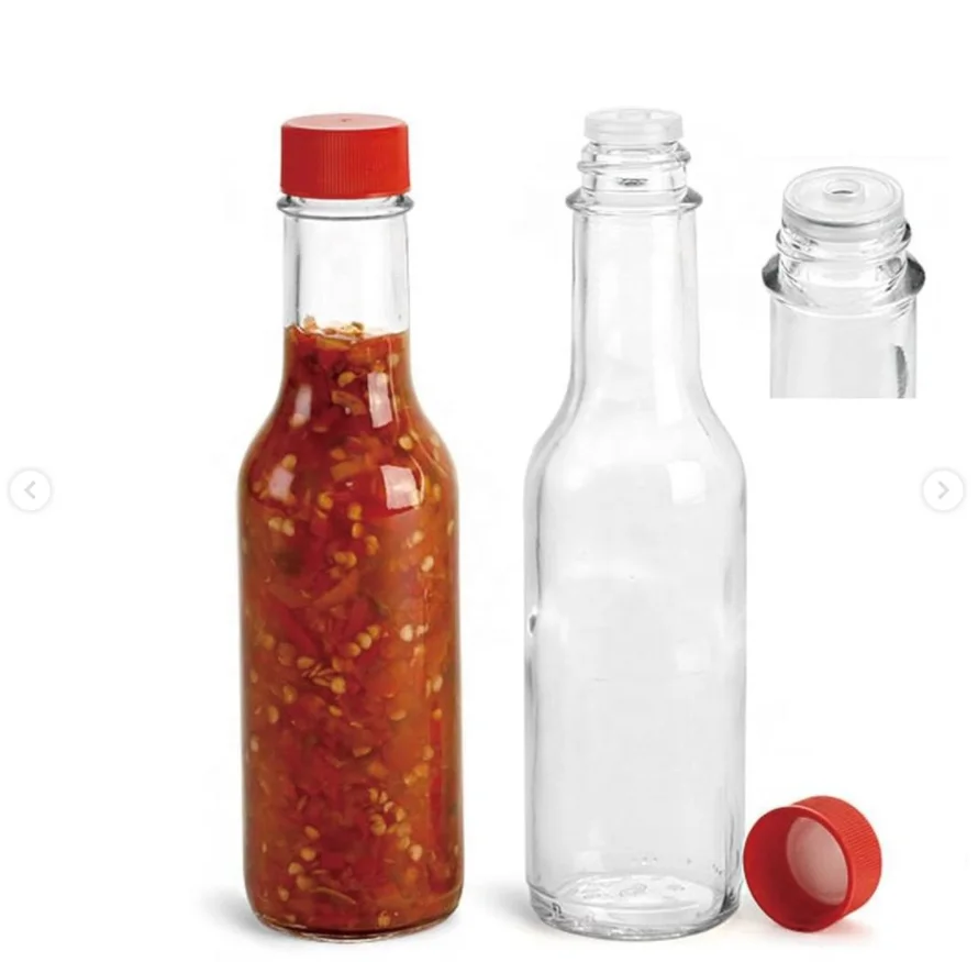 Clear 90ml 3oz 150 ml 5 oz 8oz 250ml woozy bottle vinegar ketchup Chili hot sauce Glass bottle with plastic Caps