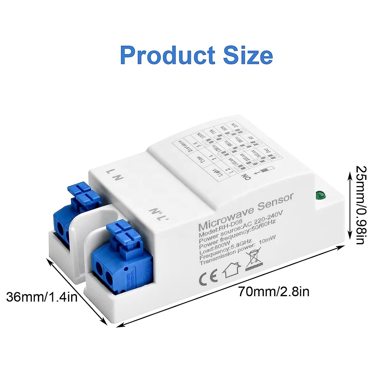 AC220-240V 5.8GHz Microwave Radar Sensor Switch For LED Lights Control
