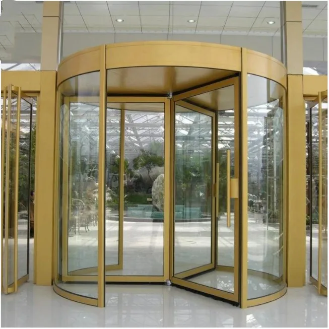 CN High-Capacity Three Wing Revolving Door Large 3-Wing Rotating Door 4.2 to 6.2 M Automatic Revolving Hotel Gate