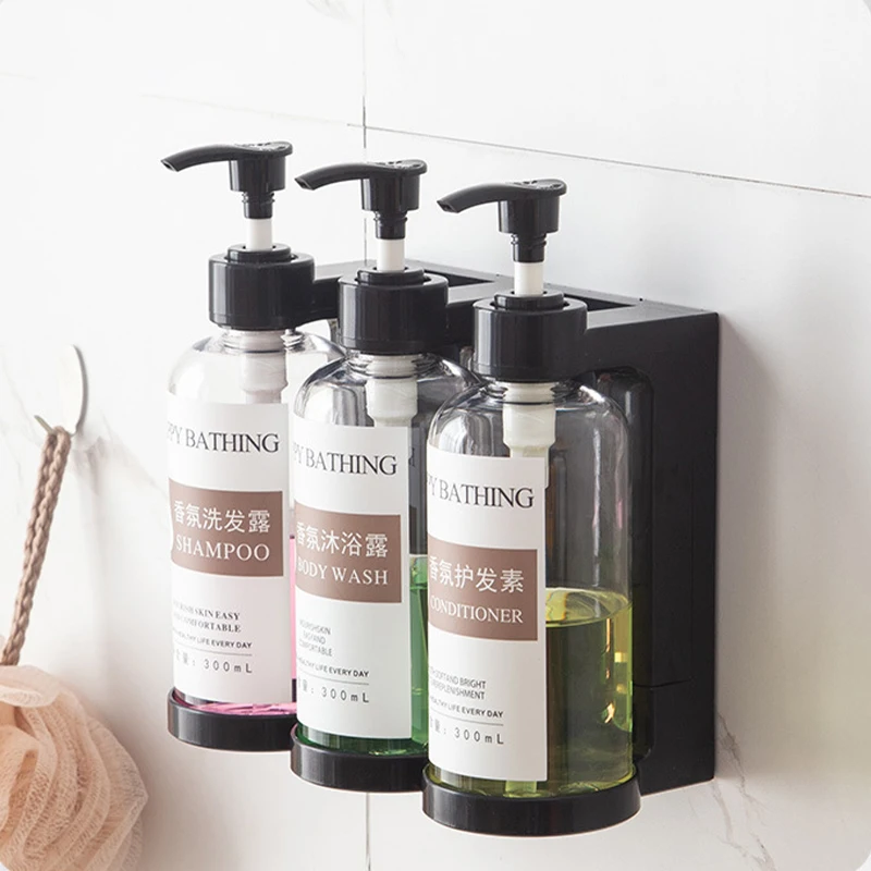 Hotel Wall Mount Soap Bispenser Bathroom Manual Press Shampoo Shower Gel Liquid Soap Bottle Punch-Free Bathroom Hand Wash Bottle