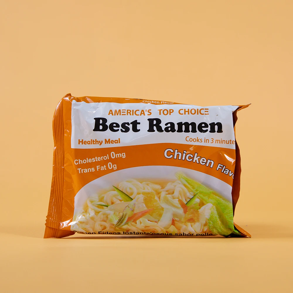 Chinese Factory Manufacturing Ramen Noodle Halal Fast Food Beef Flavor Fried Bag Packing Instant Noodles