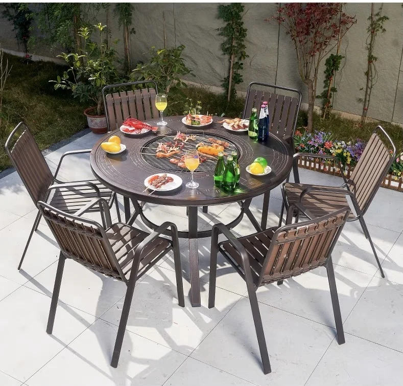 factory outlet  Restaurant Resort BBQ Metal Aluminum Alloy Dinner Patio Outdoor  Picnic Dining Camping Barbecue Garden Tables