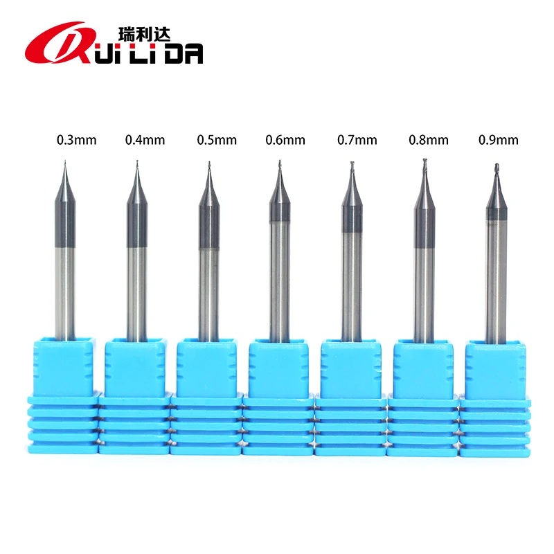 RLD HRC55 2 flute 0.2~0.9mm micro diameter solid carbide end mills milling cutter Nano black for steel