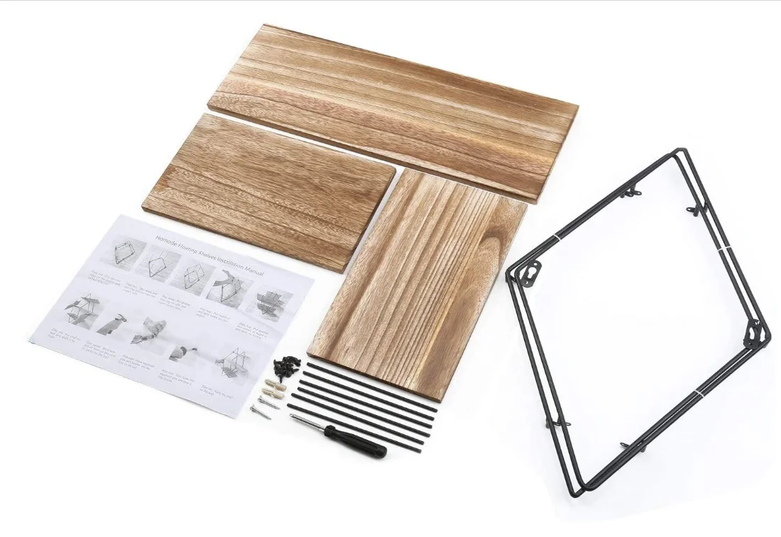 Customized wholesale three-layer geometric decorative wall shelf wall mount floating shelf