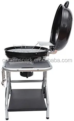 New Deluxe Charcoal Trolley Barbecue Grill with Wheels - Black