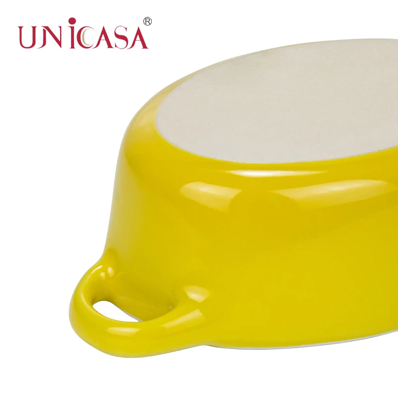 Ceramic Casserole Dish with Lid, Stoneware Covered Rectangle Casserole Ceramic Casserole Pan for Bakeware Oven, Yellow