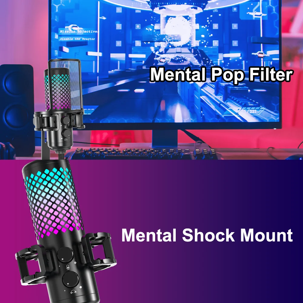 Бытовая электроника Zimhome ZTD14 широко используемые аксессуары и детали металлические кардиоидные игровые USB конденсаторные микрофоны RGB