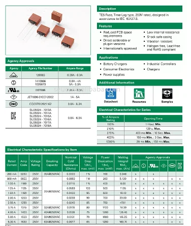 Плавкий предохранитель 392 серии 5A Wickmann 39215000000 T5A 250