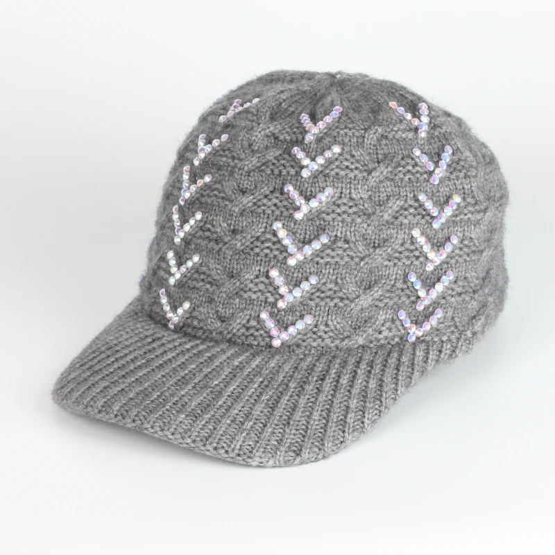 Wholesale New Fashion Winter Chic Wool Knitted Braid Diamond Baseball Gorras Trucker Golf Dad Hats For Women