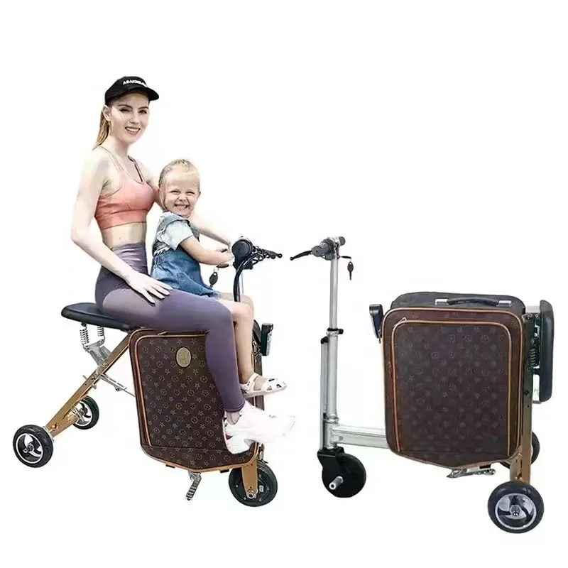 riding luggage scooter suitcase black ride on e scooter smart business luggage aluminum carry on luggage boarding