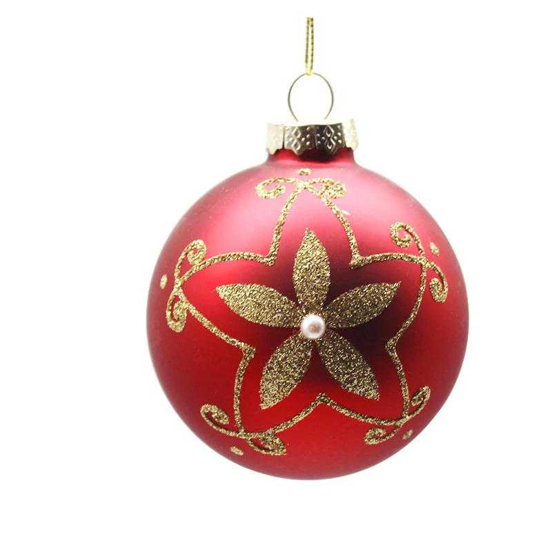 Christmas Glass Balls Painted Ornaments Hanging Decoration Pendant Printed Baubles Supplies Decor For Tree Holiday Easter Wreath
