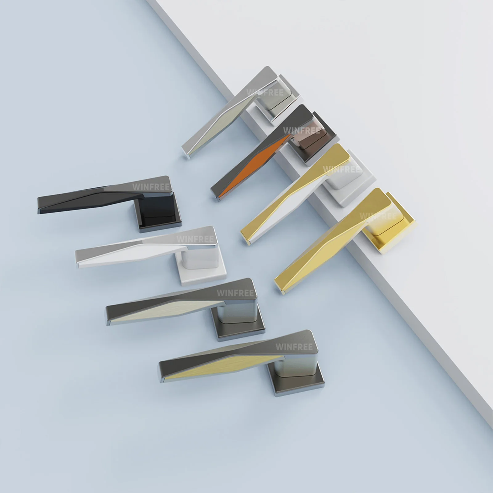 Guangdong WINFREE High-end matte black aluminum alloy door handle Bedroom door interior handle lever