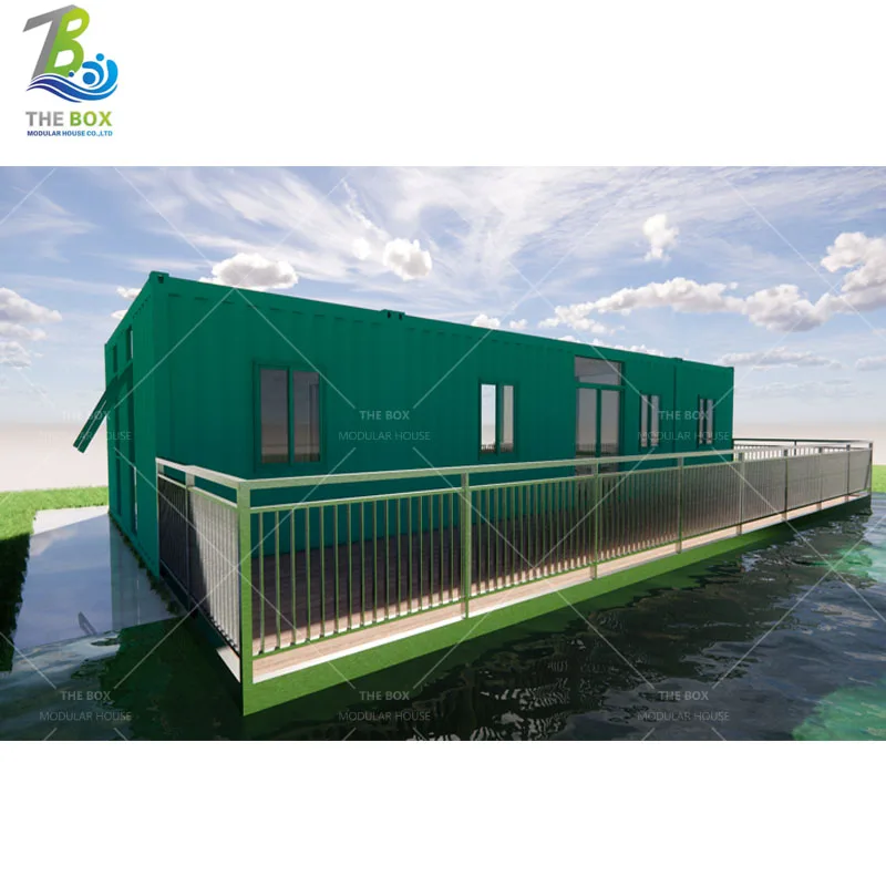 40ft Container swimming pool with wave system outdoor glass wall steel structure shipping container swimming pool
