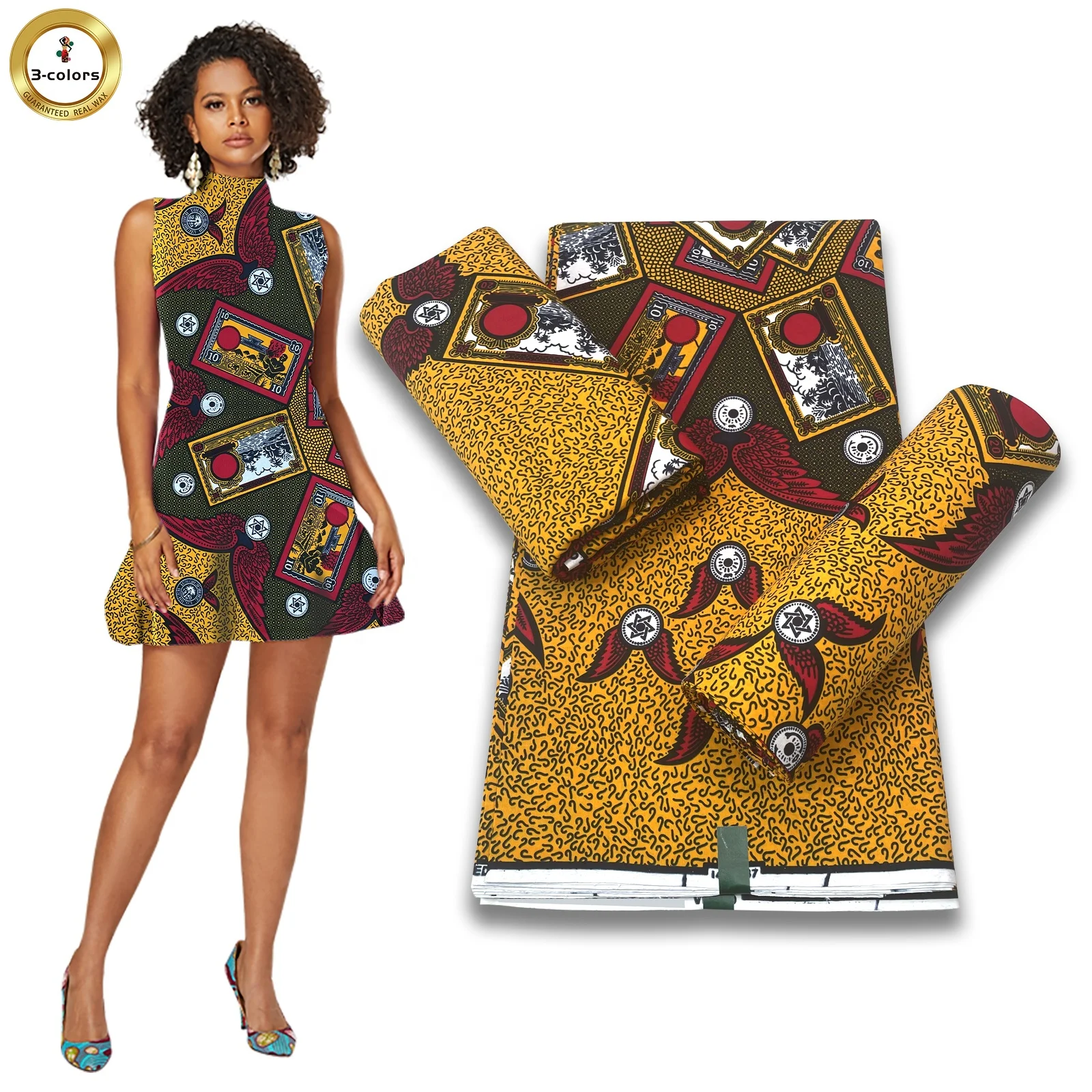 2022 popular new fashion 100% cotton african wax fabric 6 yards for costume