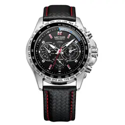 Megir Men Watch 1010 High Quality Leather Quartz Watches Men Wrist Luxury Waterproof Wristwatches Relogio Masculino