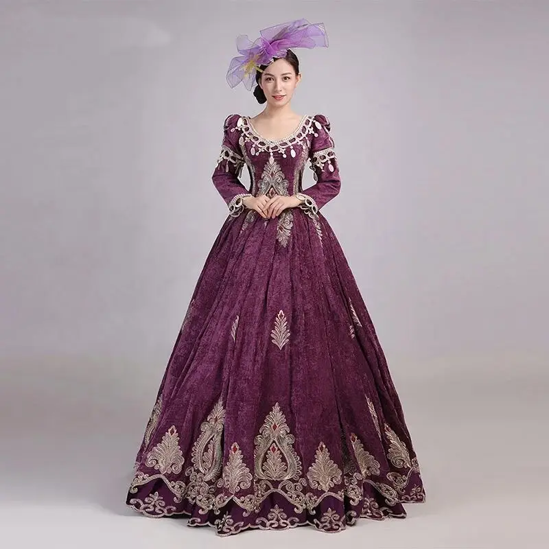 Velvet Embroidery Marie Antoinette Dress Christmas Party Ball Gown Medieval Renaissance Princess Dress Theater Costume