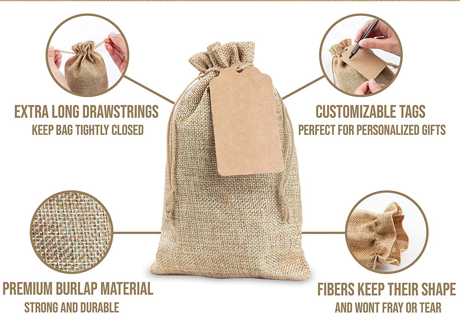 Hemp Burlap Soap Saver Bags with Drawstring by Kona Kift for Small Party Favor Gift Bags Hemp