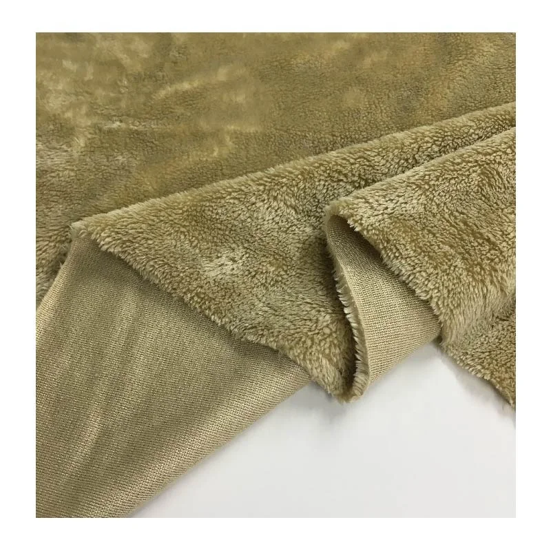 100% Polyester Knitted Microsoft Light Brown 5MM Pile length Minky Velboa Plush Toys Mattress Blanket Fabric