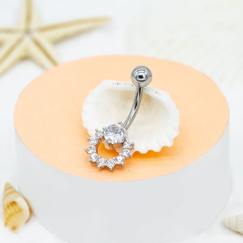 Sexy Women Accessories Stainless Steel Belly Rings Geometric Surgical Steel Curved Barbell Piercing Jewelry