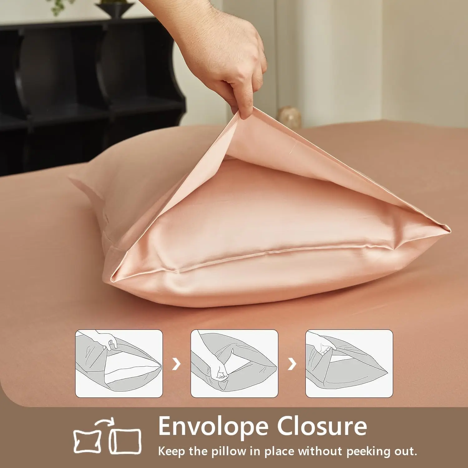 100%  Eucalyptus Lyocell Sheet Set 4 Pieces Moisture-Wicking Deep Pocket Silky Soft Cooling Sheets for All-Season Pink