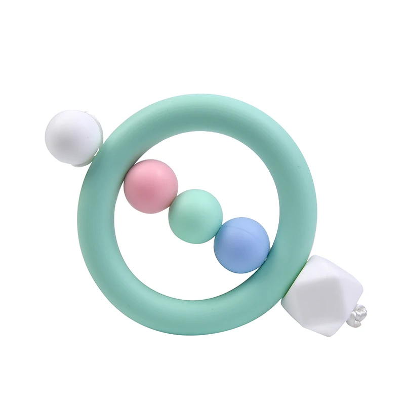 Food Grade 65mm DIY Silicone Teether Ring Beads Baby Chewable Nursing Baby Teether Necklace