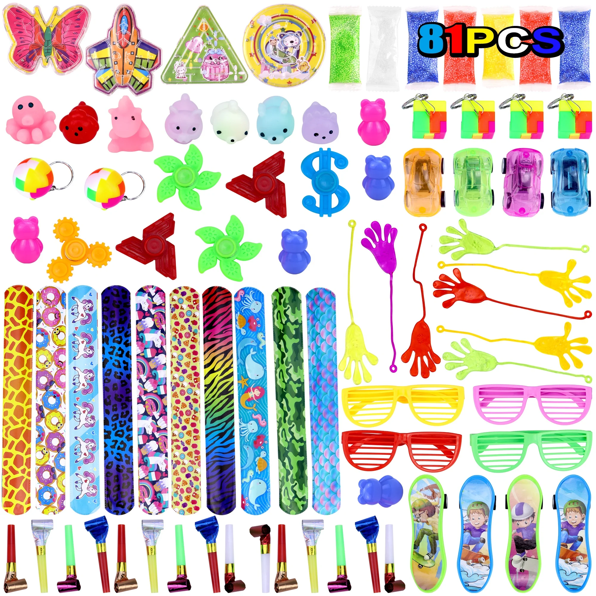 81PCS Hot Sale Kids Party Favors Plastic Toys Assortment Toy Carnival Prizes Treasure Box Prizes for Classroom
