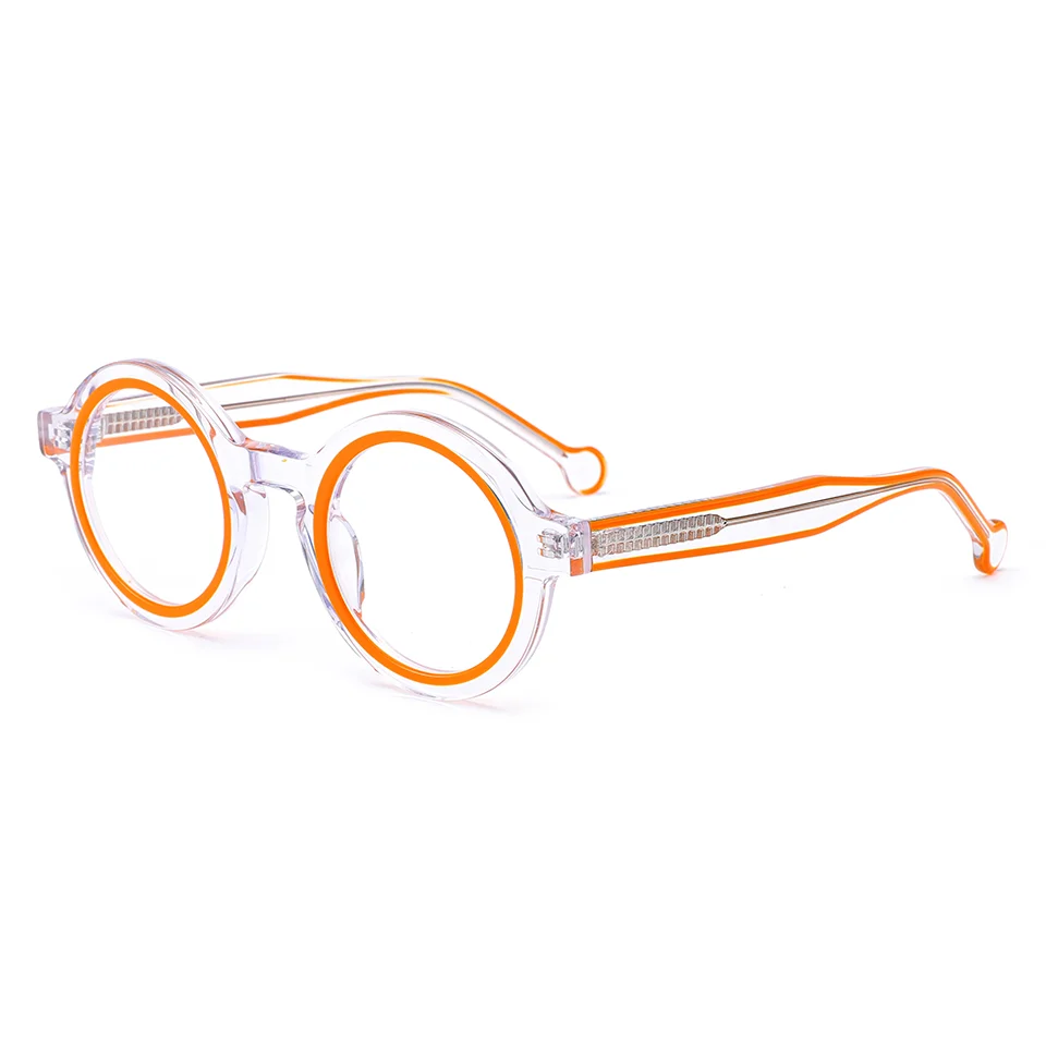 Trendy Stylish Men Ladies Women Round Eyewear Frames Lamination Pure Acetate Eyewear Glasses Optical Frames