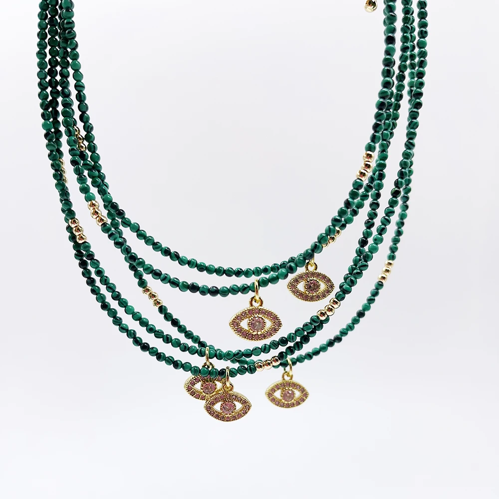 Neck Chocker Multilayer Stone Beaded Bohemian Necklace Women Gold for Girls Custom