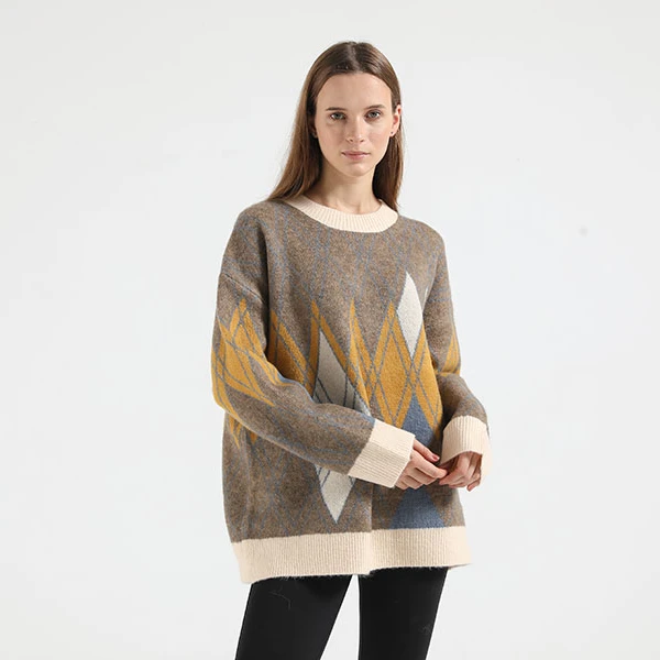 Женские устойчивые рециркулирует Кач рециркулирует качество жаккардовый пуловер свитер