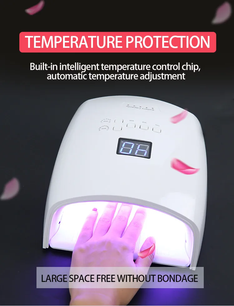 54W Rechargeable UV LED Nail Lamp Faster Wireless Nail Dryer Gel Polish Light 36 Beads Portable Handle Auto Sensor