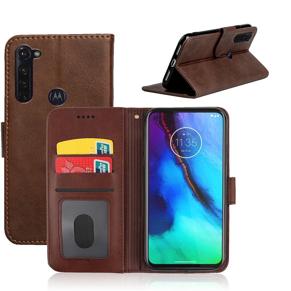  back cover phone Case with ID card slot Retro Luxury Flip Leather wallet For Motorola Moto G8 Power E7 Edge 20 Pro lite