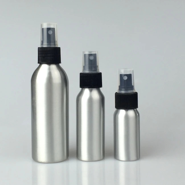 Aluminum Bottles 30 Ml 50ml 100 Ml 150 4oz 200ml 250 Ml 5 Oz Empty Matte Black White Metal Bottle Sprayer Pump With Screw Top
