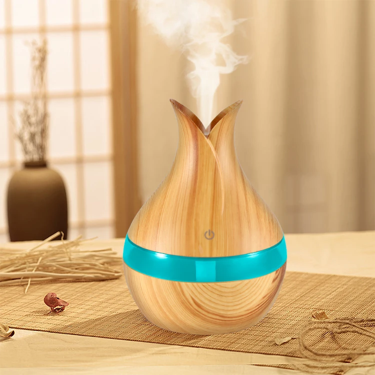 300ml USB Essential Oil Ultrasonic Air Humidifier Wood Grain LED Lights aroma diffuser for home