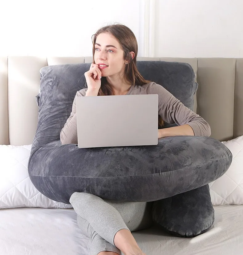 Removable and washable elastic comfortable soft crystal velvet J-shaped pregnancy pillow