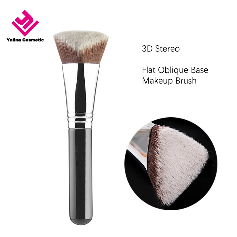 Yalina 2024 New 3D 4D Design Pyramid Type Multi Faceted Cream Foundation Brush Copper Tube Makeup Brushes