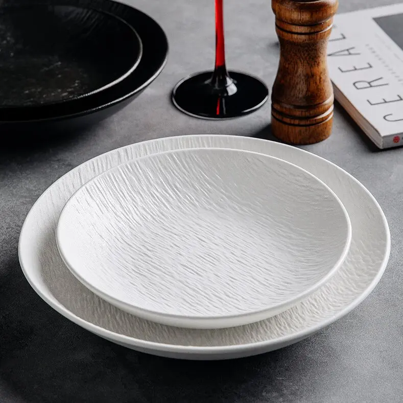 Wholesale nordic elegant kitchen black salad serving plates sets dinnerware ceramic dinner deep dishes & plates