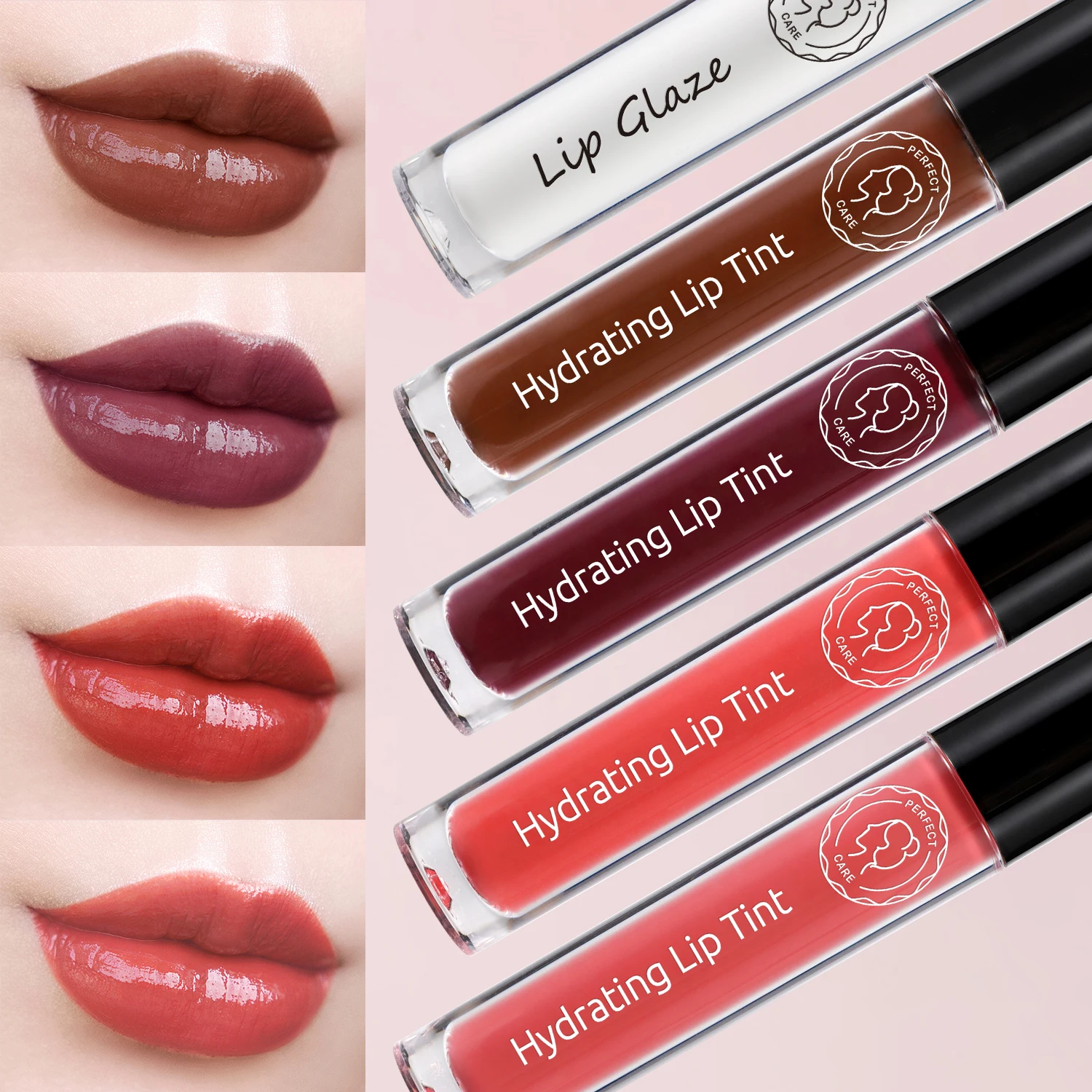 Perfectcare New 5-Color Glossy Matte Lip Gloss Waterproof Lipstick Long-Lasting Non-Stick Lip Glaze For Cosmetic