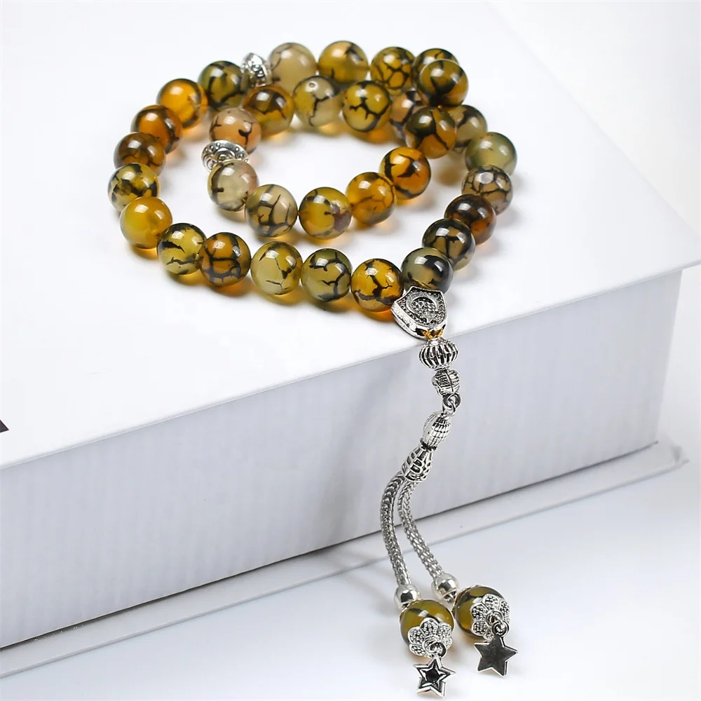 Wholesale Tasbeeh Natural agate Stone Beads 33  Rosary Muslim Tasbih Islamic Prayer Beads Necklace