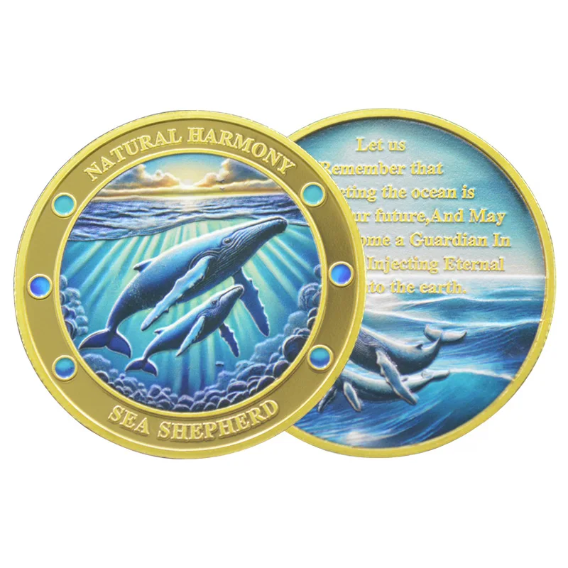 Xun Xin Custom Shape Metal Antique Gold Challenge Coin 3D Whale Commemorative Customized Coins Collections Souvenir Coin