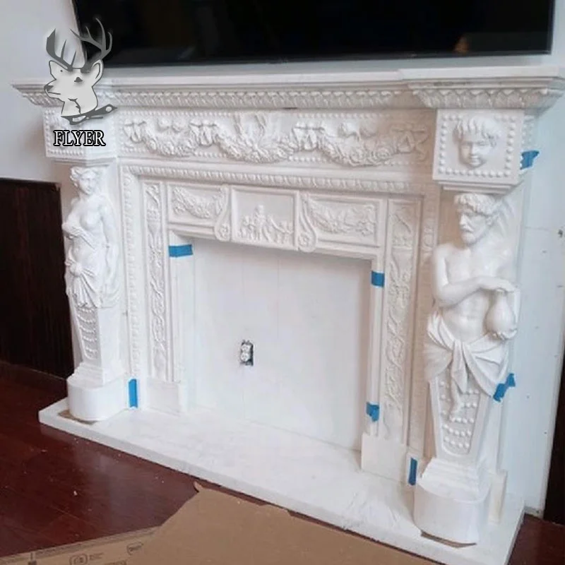 Hot sell modern design luxury fireplace surround gray marble carved fireplace mantle french fireplace