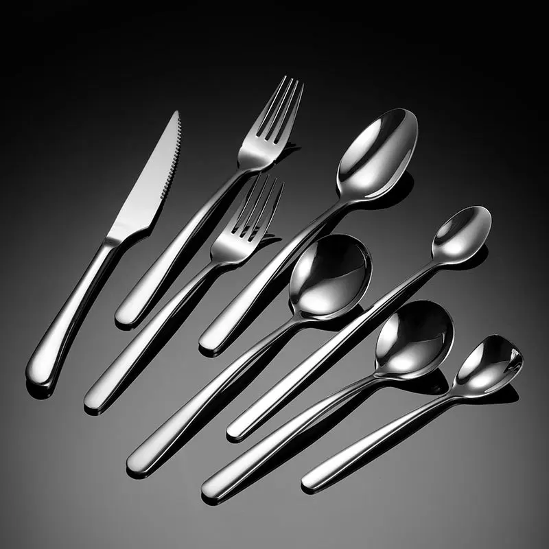 Mirror Polished Cutlery Utensil Silver Silverware Steak Knife Fork Spoon 304 Stainless Steel Flatware Set