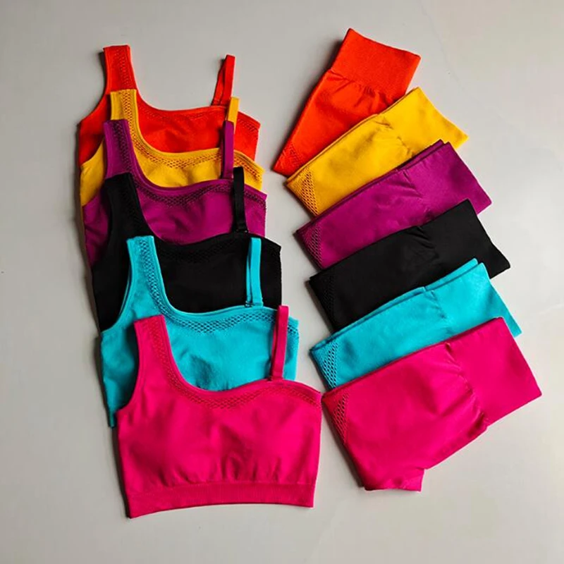 Бесшовные леггинсы с высокой талией для занятий йогой, 2 шт.