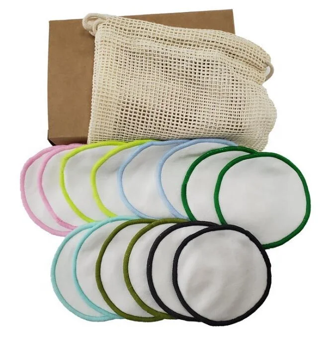Fashion Organic Bamboo Makeup Pad Colorful Washable Cotton Bamboo make up Remover Pads
