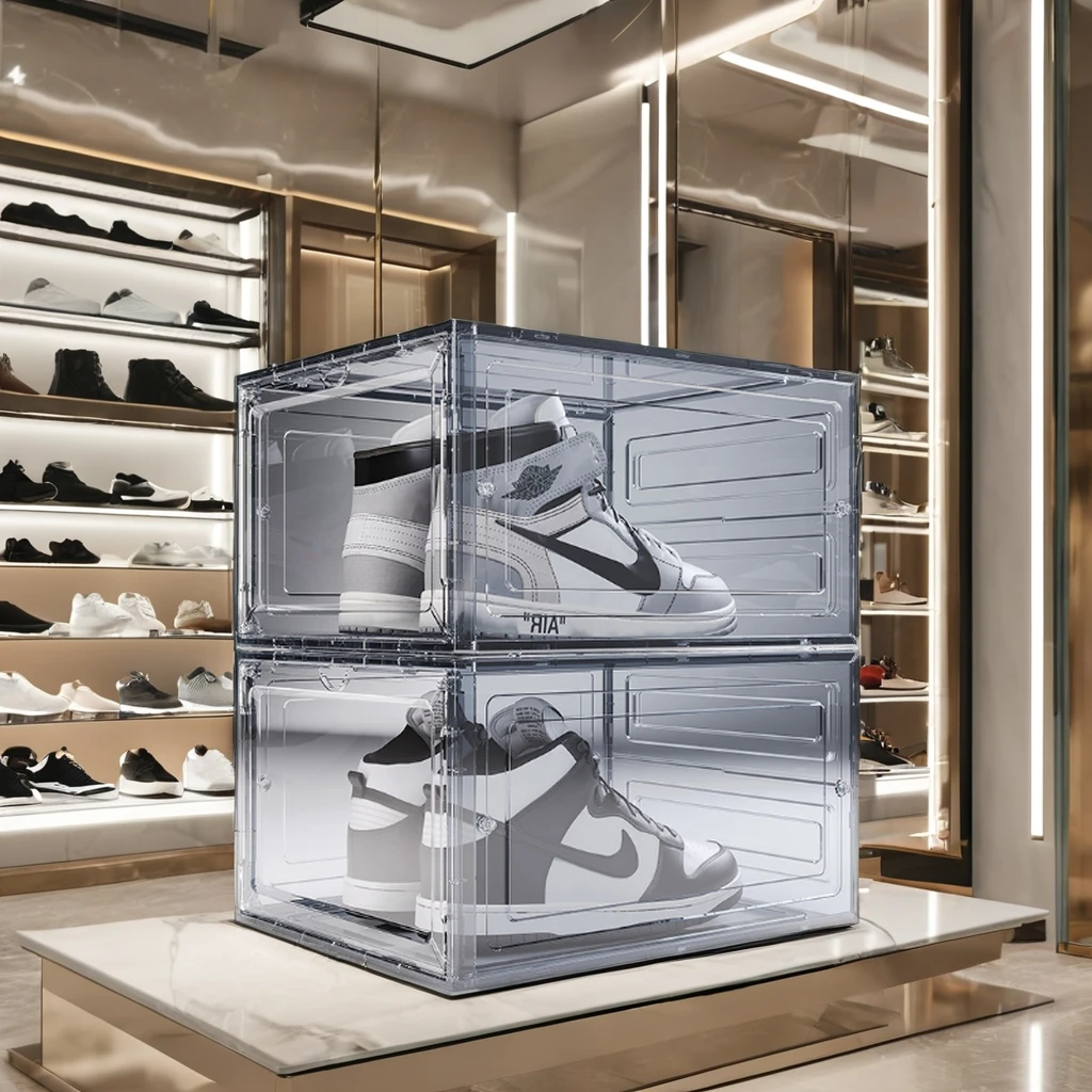 HANYEE Modern Clear Transparent Plastic Shoe Rack Durable Entryway Bench Shoes Cabinet Space-Saving Home Living Room Bedroom