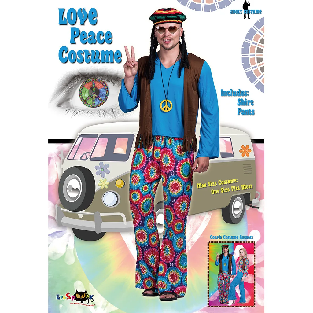 2024Y Retro Hippie Vest Carnival Costume Vintage Party Male Adult Outfits Clothing Halloween Costumes for Men