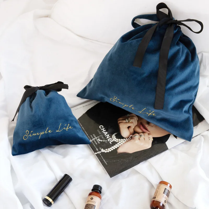 Large Size Soft Christmas Wedding Velvet Drawstring Gift Bags Jewelry Packing Red Velvet Bag