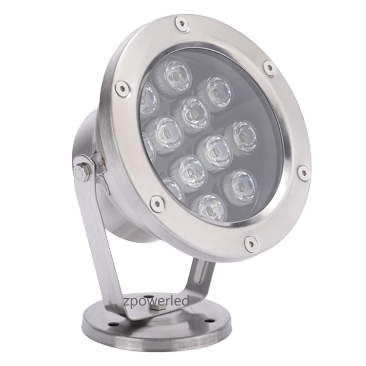 Low Voltage DC24V Stainless Steel Housing Underwater IP68 RGB Color Changing 12W DMX LED Fountain Light
