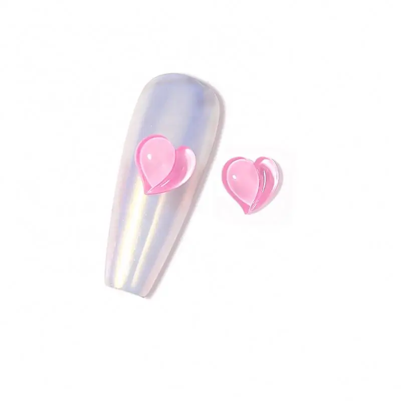 
SIQI 8*8mm Cute Resin Heteroideus Peach Love Heart Jelly Shimmer DIY Nail Charms 
